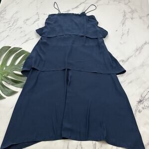 Banana Republic Womens Tiered Maxi Dress Size 12 New Navy Blue Flutter Layers
